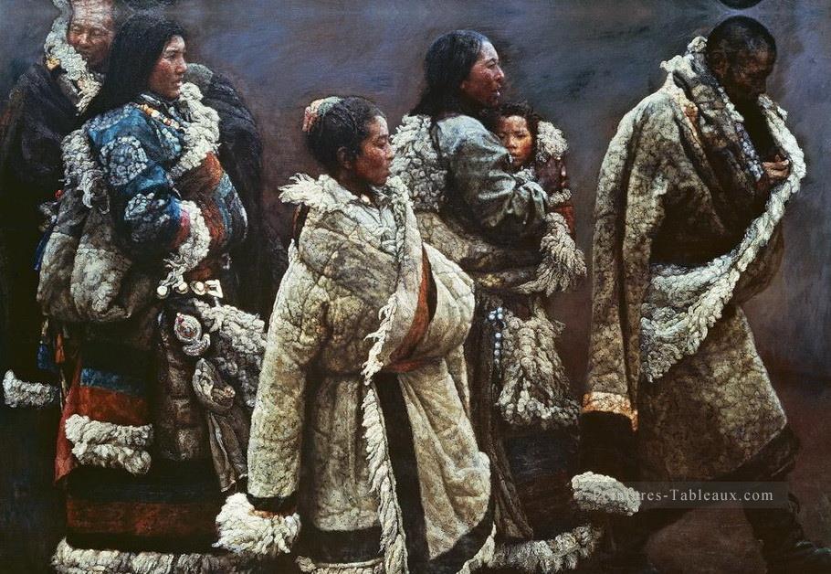 Montagne Vent 1994 Chen Yifei Tibet Peintures à l'huile